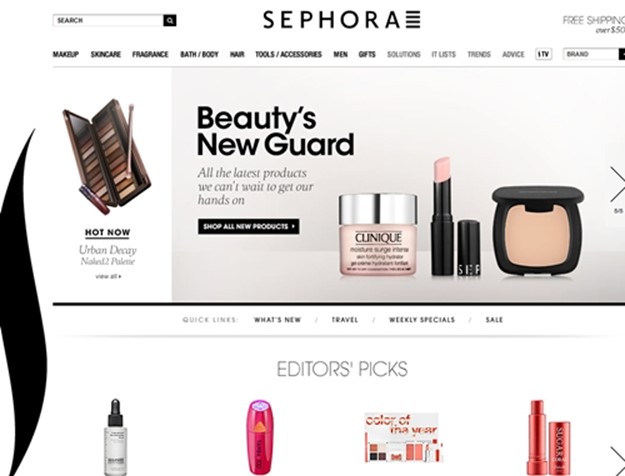 Sephora Web Sitesinde Kurumsal Yazı Tipinin Kullanılması